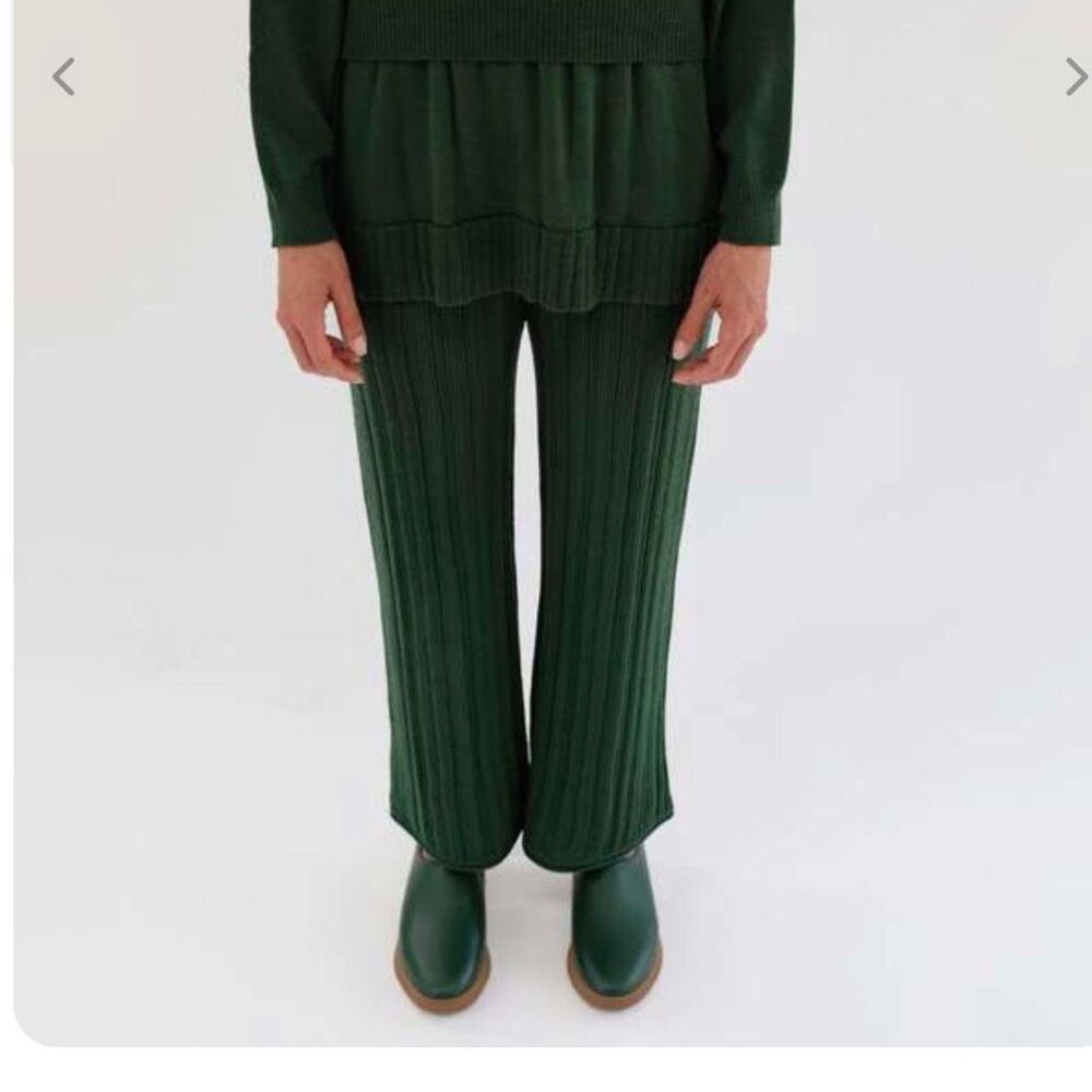 Beklina Merino Pleated Trousers-confier green